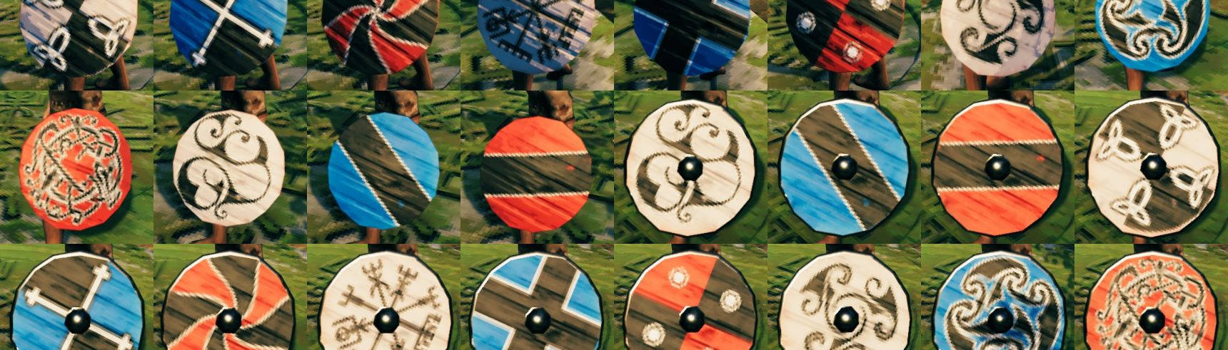 More Round Shield Paints - мод для Valheim который заменяет ванильные краски Wood Shield и Banded Shield на новые. Мод меняет цвета щитов.